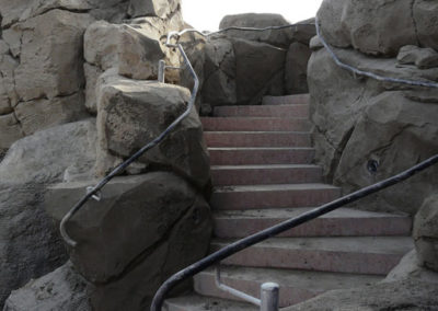Habillage d’un escalier en pierre reconstituée pour Europa Park