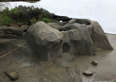 Décor de manchotière en béton projeté pour l’Océarium du CROISIC